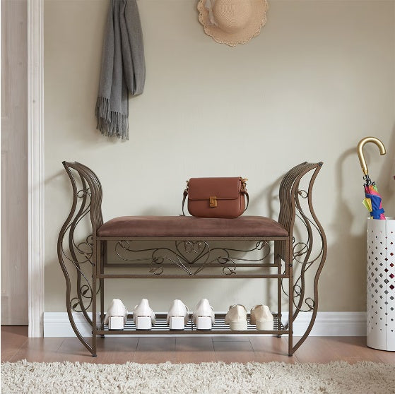 Entryway Storage Bench with Armrests