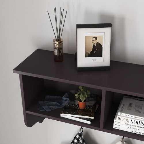 Espresso Entryway Wall Mounted Coat Rack
