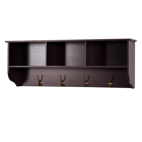 Espresso Entryway Wall Mounted Coat Rack
