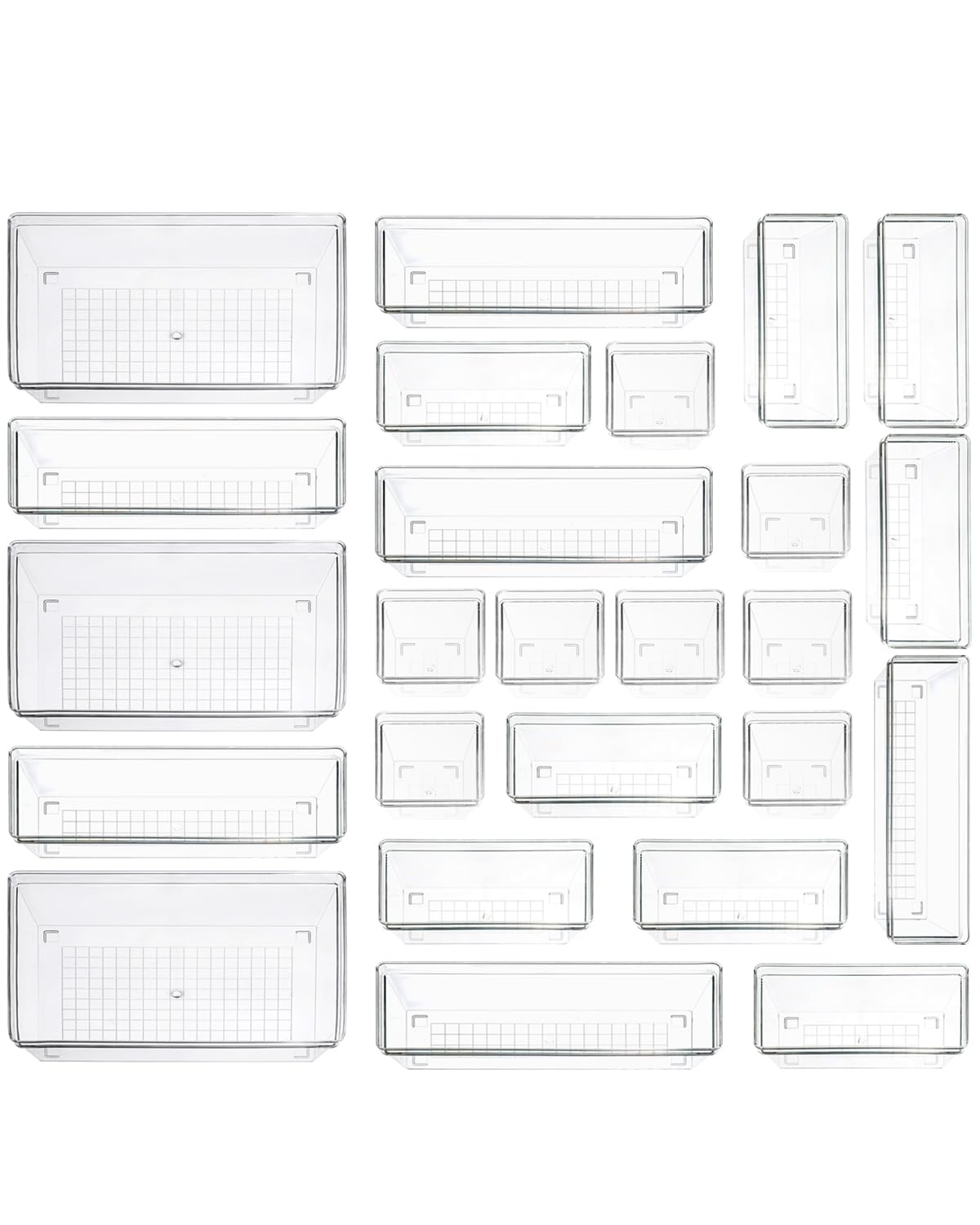 25-Piece Clear Drawer Organizer Set
