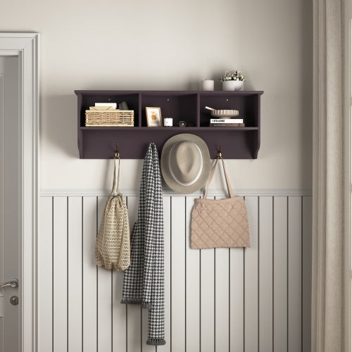 Espresso Entryway Wall Mounted Coat Rack