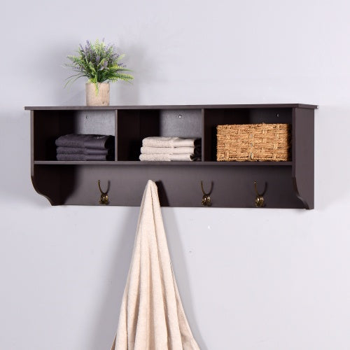Espresso Entryway Wall Mounted Coat Rack
