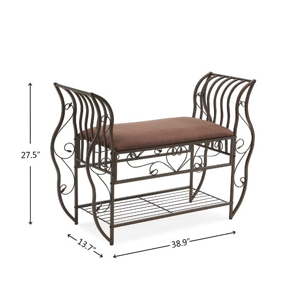 Entryway Storage Bench with Armrests