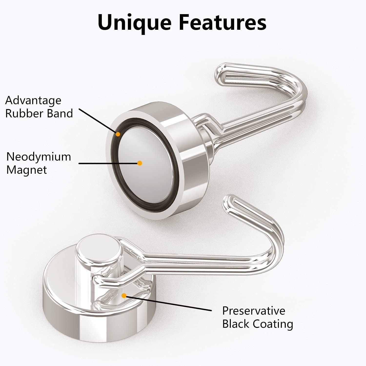 Heavy-Duty Magnetic Hooks (8-Pack)